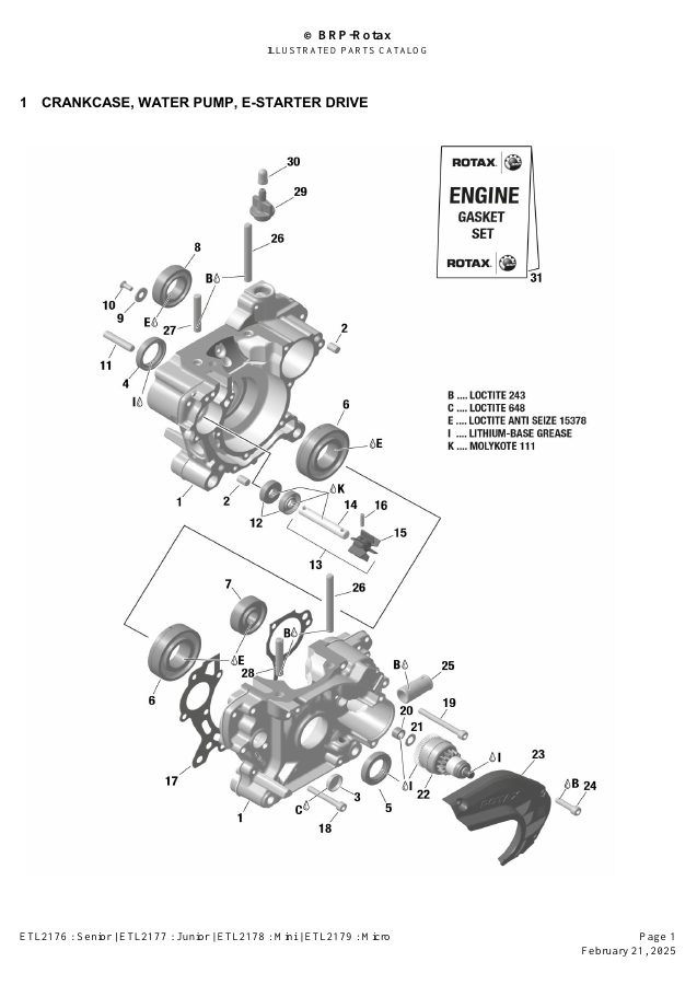 ROTAX MAX EVO - CRANKCASE / WATER PUMP / STARTER
